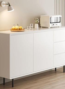 现代EVV简约客餐边柜简纯厅白烤实木高脚款储物柜大容量极漆玄关