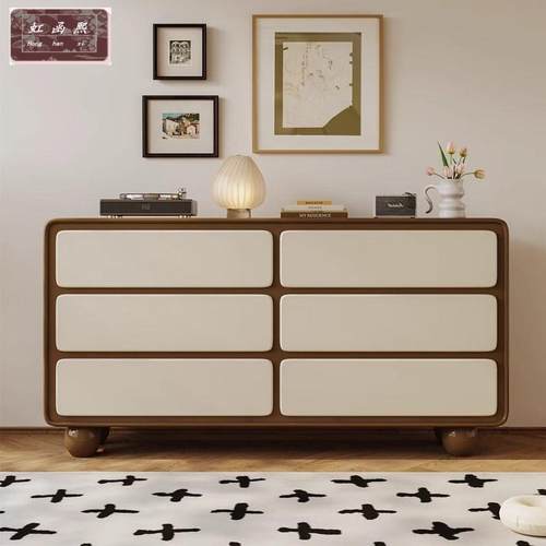 中古奶风油实木斗柜法IAL式复古客卧床尾储物柜斗室柜厅靠墙餐边