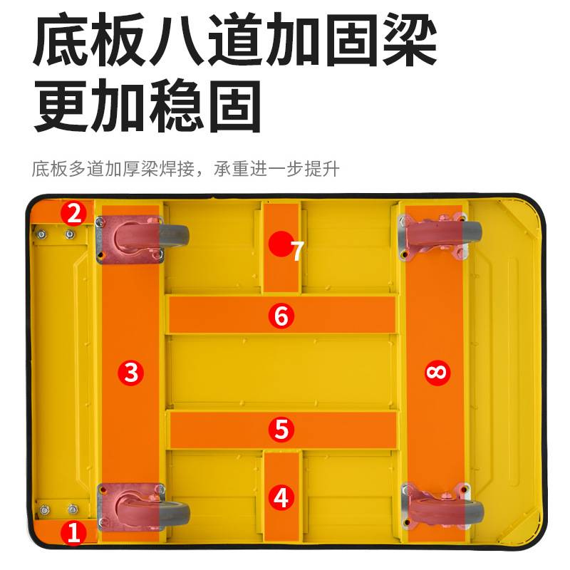手推车平板车搬运车拉货办公家用便携四轮拖车折叠小推车轻便静音