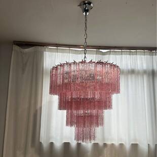 法厅式客中古吊灯拉粉色穆诺艺术玻璃轻奢别墅餐灯卧629室简厅约