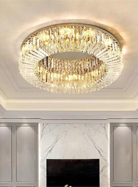 轻奢ld水晶吸顶灯新款圆形客家厅灯简餐约现代卧室灯用大厅厅329e