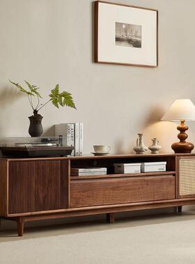 北美黑胡桃视柜茶几组电DSFG*-00合樱桃木橡木落地藤编视听柜白木