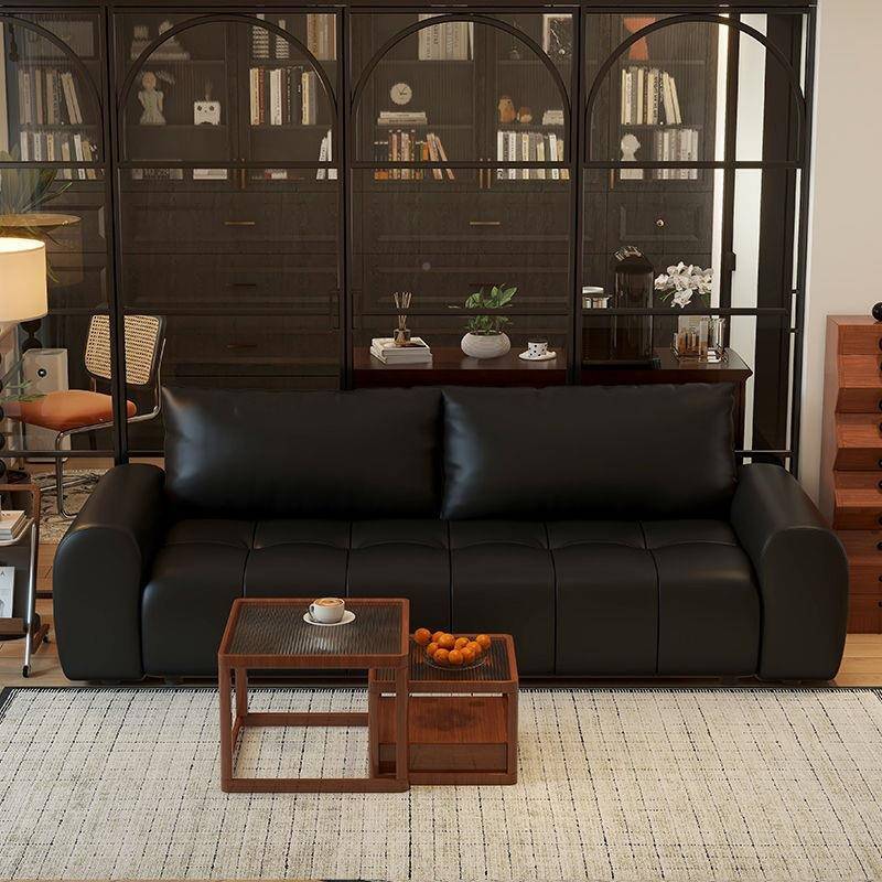 2MCM025色皮沙发家用客厅意式极简黑轻奢古小户艺型复公寓会议直