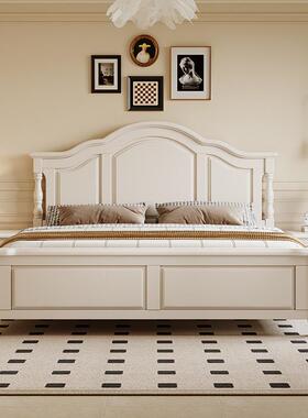 风奶油实木床UAS1.米简储物现代约小户型5白色主卧大床1.8米双人
