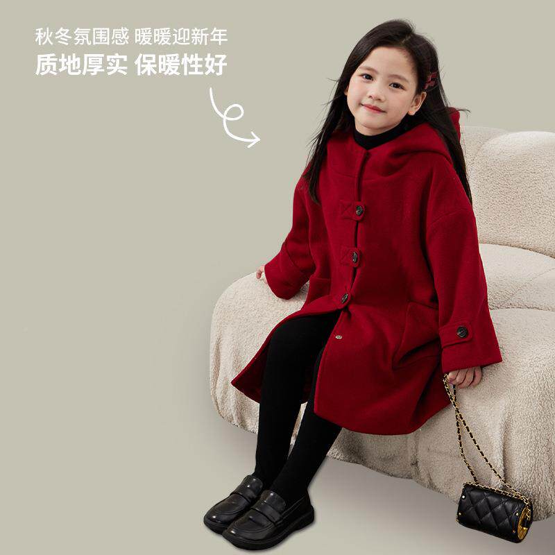 TUTU小象女2童冬秋呢子大衣连帽保2款05新款洋气暖中长款ADR930童
