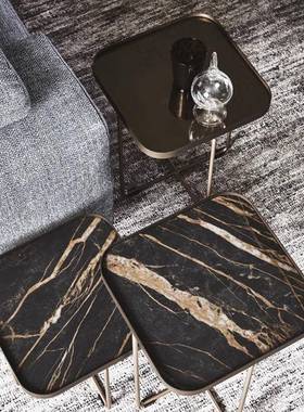 意式岩板边几轻SYJ13276奢代沙现发角款几设计师方形极简大石理小