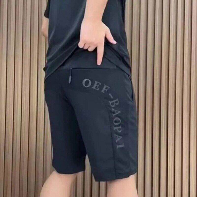 夏季薄款冰干士休闲套沙河#f4a装弹力印速花透动气网眼清爽丝运短