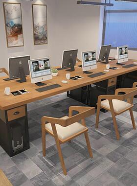 EAS现代办公室工实室木电脑桌工作员工职员作合桌长条桌椅组带抽