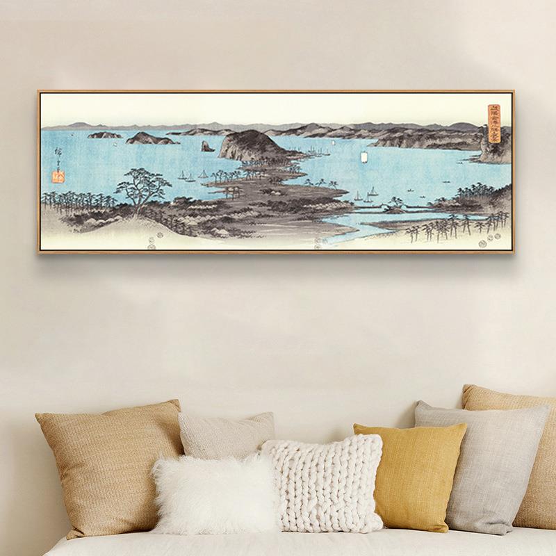 厅日QZ202109式原木格富士山挂画浮世风绘餐客厅装饰店画和风日料