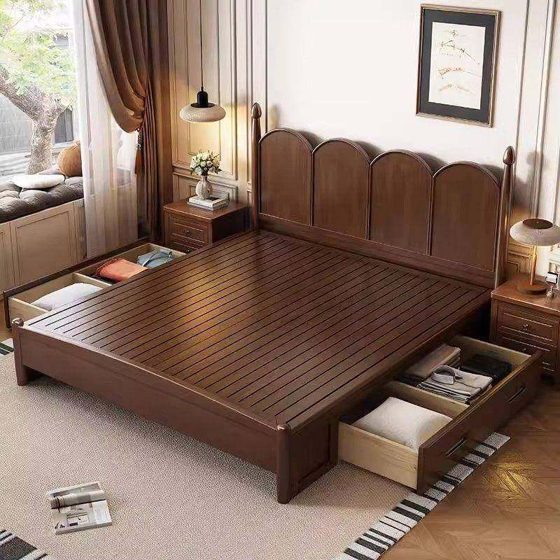 法式实木床现简约米PDV1.51.8双人床中代古风床美式宿复古小户型