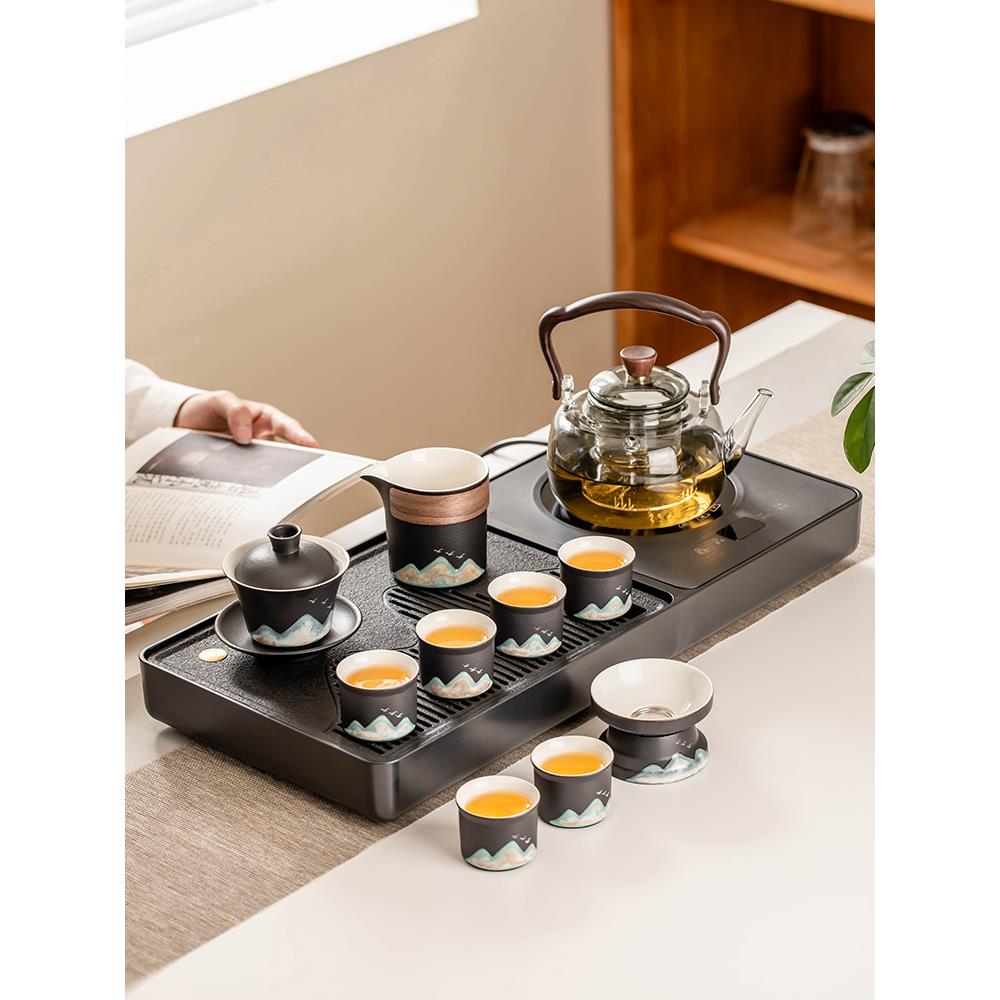 茶具套装全自动体茶盘用客家F78M6J88厅轻一奢台茶烧水壶整套2025