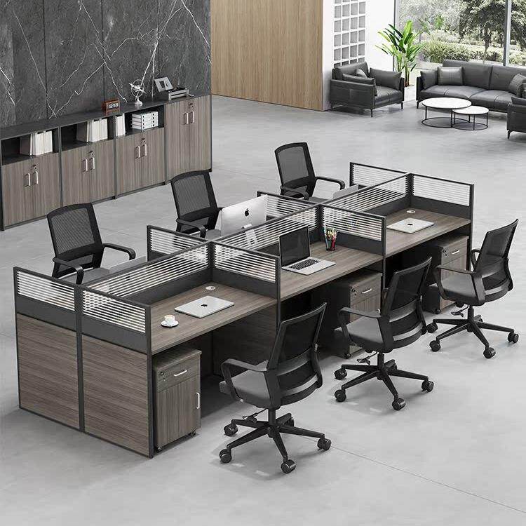 办员公员工桌椅组合套装简985约代卡座四/现人风位职屏办公室家具