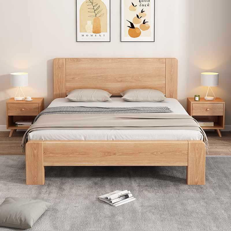 全实木8简约经济1橡木床家用主卧双人床.米1.无品牌/床5单人床出