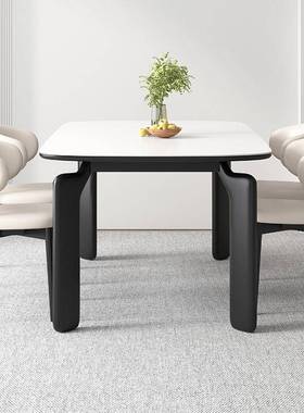 HCT15复古奶油风实木2岩约板餐桌椅组合色家用现代简小户HCT215型