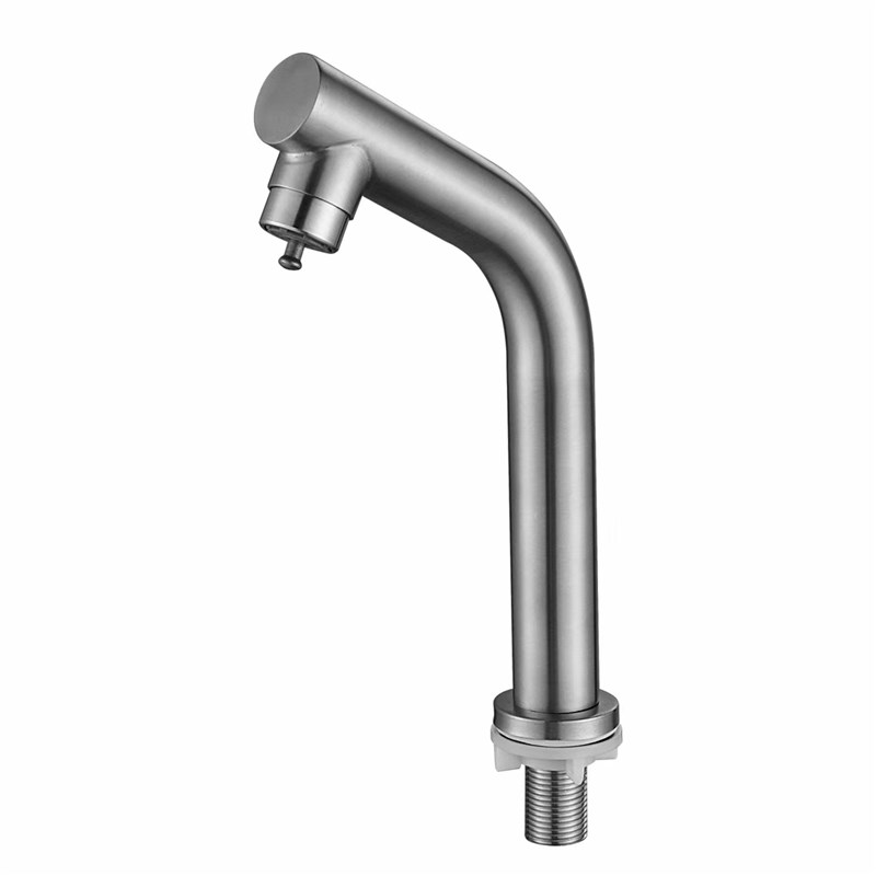 新品304不锈钢机械触控洗手盆面盆台盆4分单冷水龙头公共节水龙头