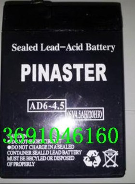 PINASTER蓄电池 AD6-4 6V4AH/20HR应急灯 电子称 照明 玩具车电瓶