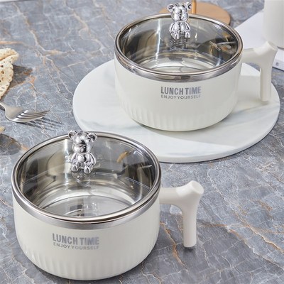 泡面碗304不锈钢碗带盖学生饭盒宿舍用泡面盆方便面汤碗专用神器