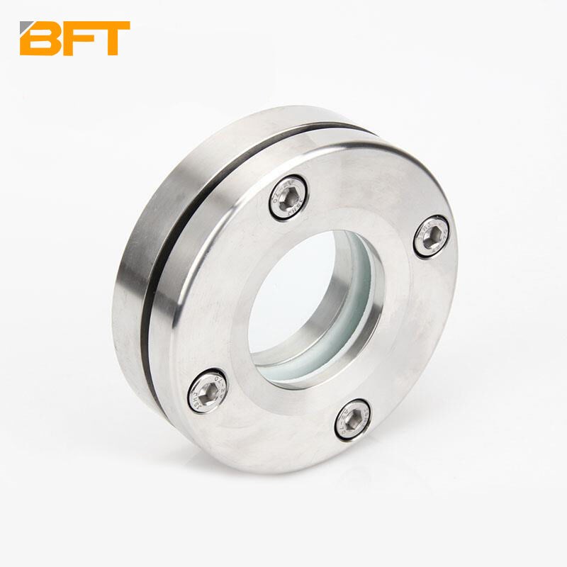 贝傅特法兰304/316L不锈钢法兰玻璃对夹式视窗JB593-64管道平板玻