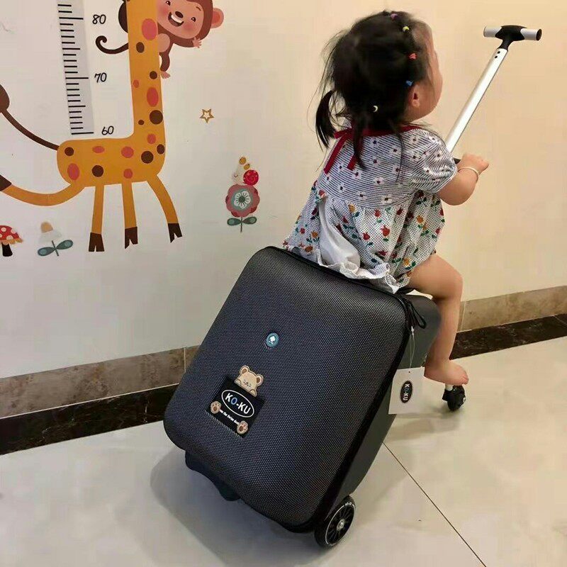 儿童行李箱可坐小孩m男女孩万向轮拉杆箱懒人溜遛娃骑行带娃旅行