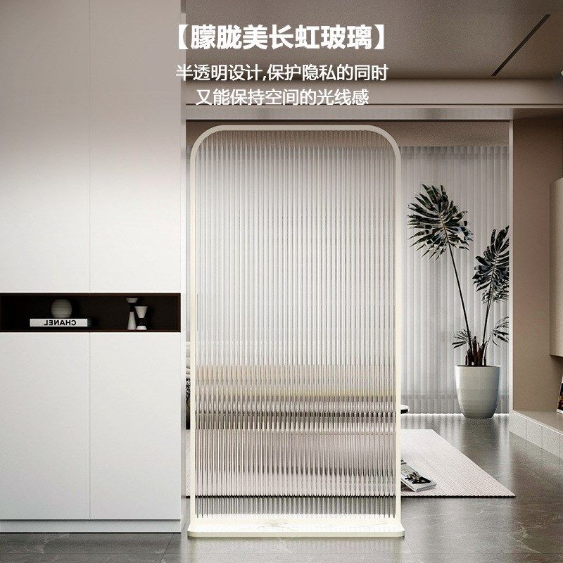 玻璃屏风隔断装饰客厅卫生间遮挡简约现代定制铁艺V入户玄关置物