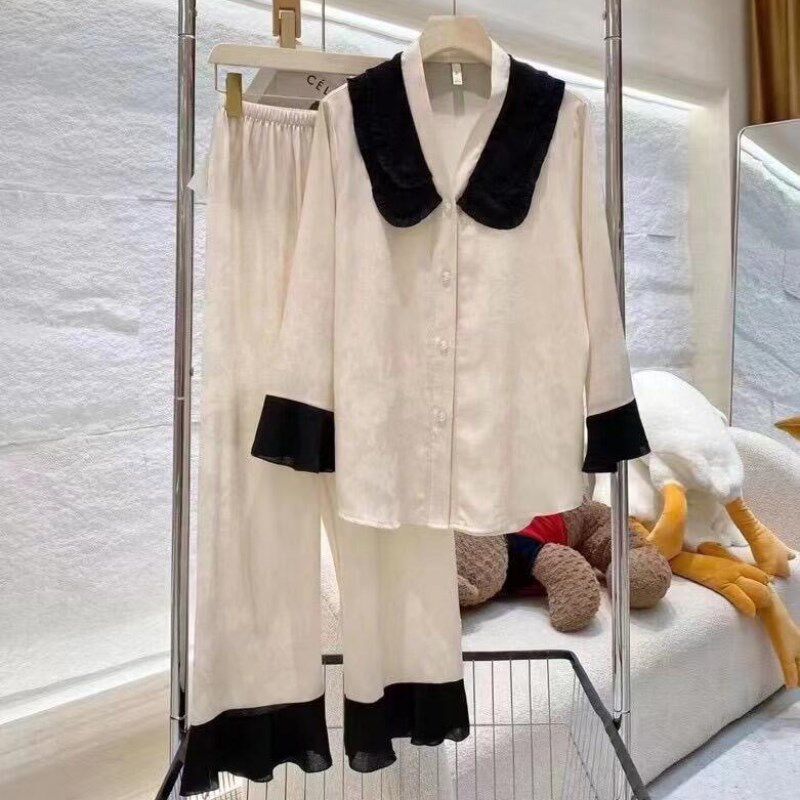 高级感气质睡衣女春秋款2024新款夏季女款冰丝真丝长袖家居服套装