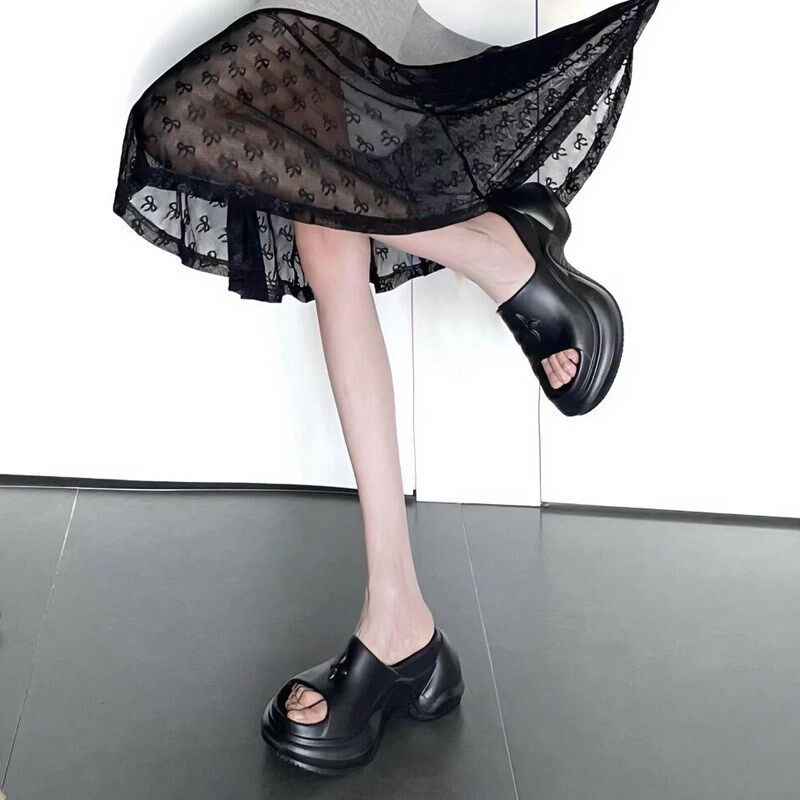 轻便升级版!十字花厚底拖鞋女夏季外穿2025新款增高旅游海边凉拖