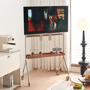 巢庭家居家用小户型电视支架可移动北欧复古落地客厅显示器电视机