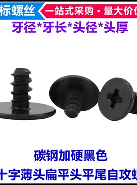 黑色CB大平头平尾自攻螺丝M1.2 M1.4M2 M2.5 M3 M4薄头扁平头螺钉