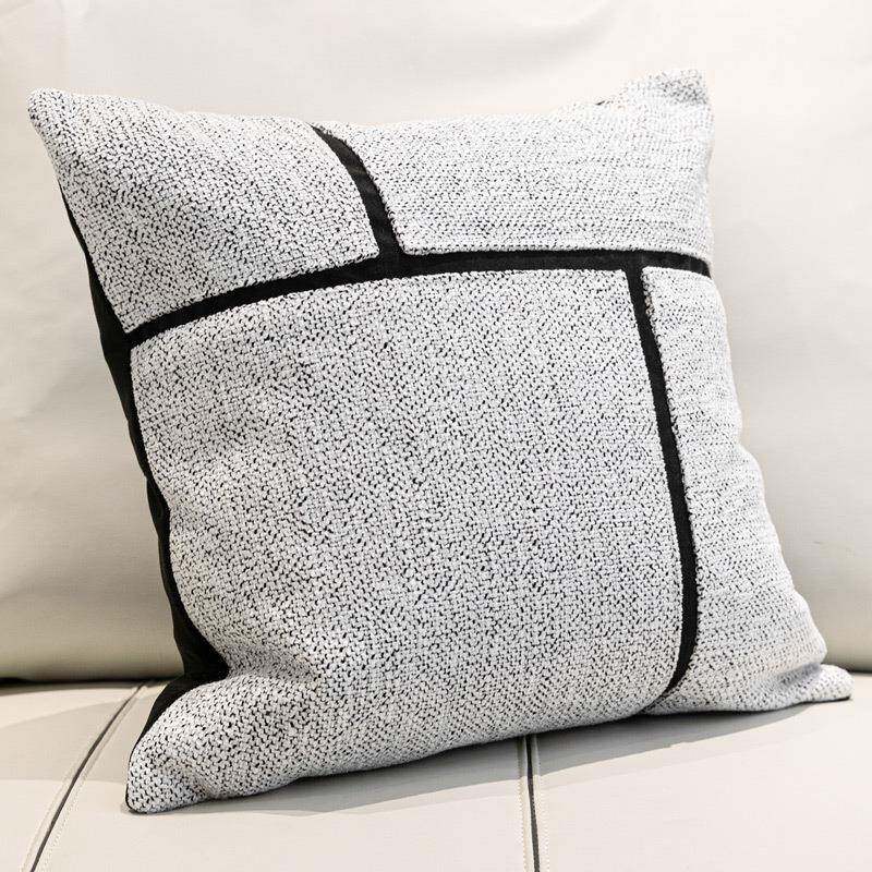 床代简约枕客厅UKN沙发抱枕灰白棉麻小肌理腰上靠垫酒现店样板房