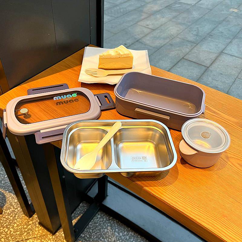 约碗304不锈饭盒两格带汤上班钢族带饭午餐学生宿舍YJR简打饭便媛