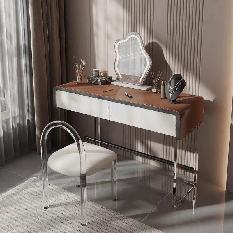 鞍木皮梳妆台款卧室轻奢2025无品牌/新亚克力现代简约意式马极简