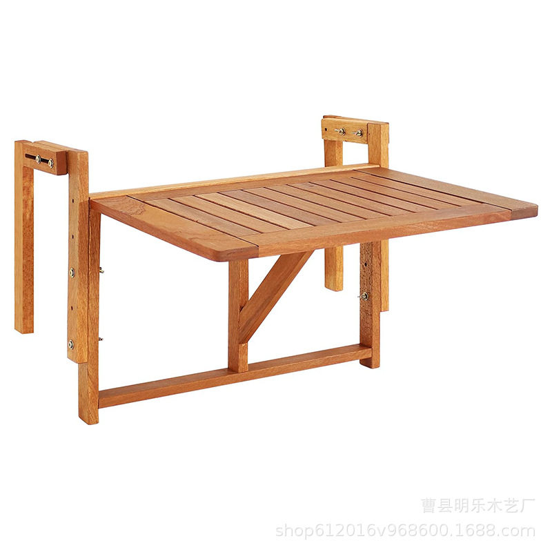 实木阳台折叠桌悬挂式下午茶餐桌木质折叠阳台吧台栏杆可调节高度