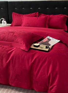 新UTY100支绒棉款A类提花大角纯长棉四拼件套全棉床单被套新婚床