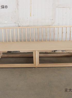 方老榆木沙发合白茬新中床式全实垒木白坯FDI原木罗汉沙发白麦太