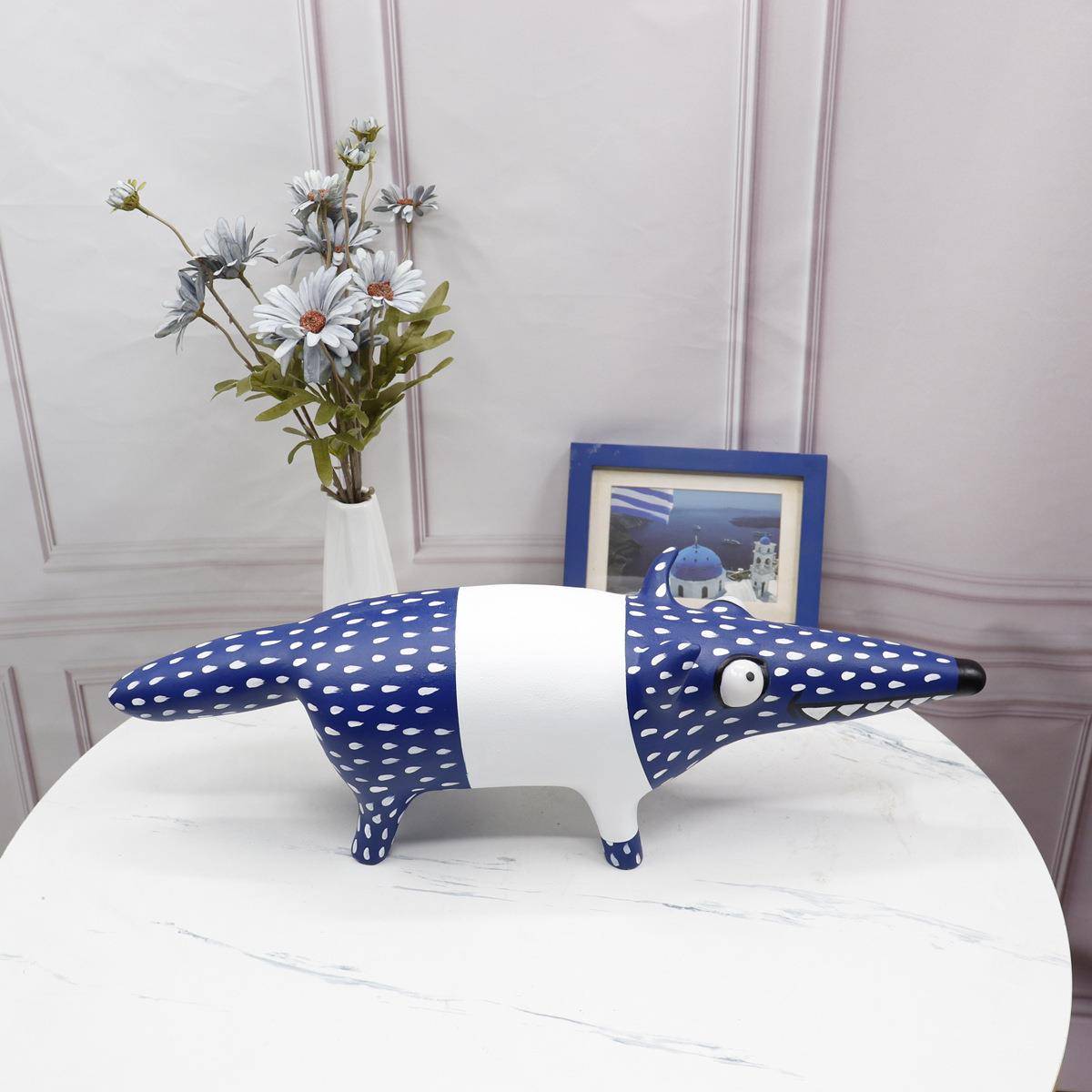 现简约黑白蓝粉狐狸物摆件样板房动PIC售楼处店书房客厅代酒软装