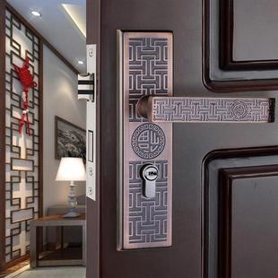 基亚中式 KLG古铜机械门锁锌合金室内木门锁卧室木实红音门锁执手