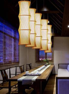 新中式竹编灯灯AWS高术端酒店大堂艺灯具别墅客厅餐厅楼吊梯日式
