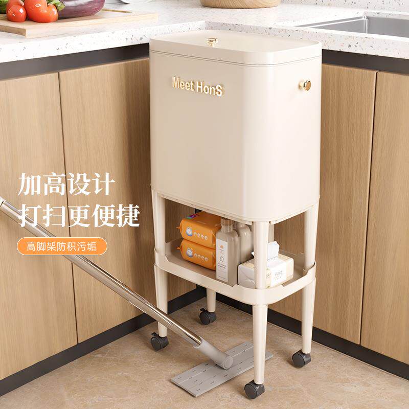 鸿升可拆卸气压吸客袋滑盖圾桶垃带滑轮移动垃厅卧室MPV厨房圾高
