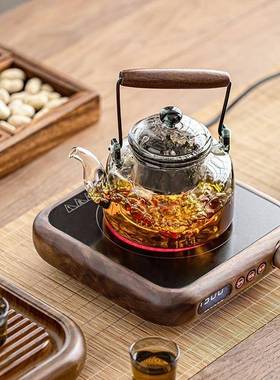 煮新款生胡桃木电陶炉煮茶器茶壶煮炉茶FSX养壶泡果茶玻璃耐高温