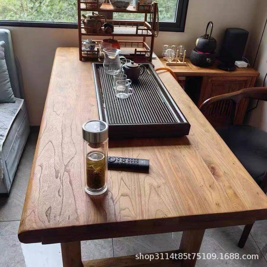 木老榆门板茶桌旧木板原木11.04大板俗吧台复民古风化木板茶台桌
