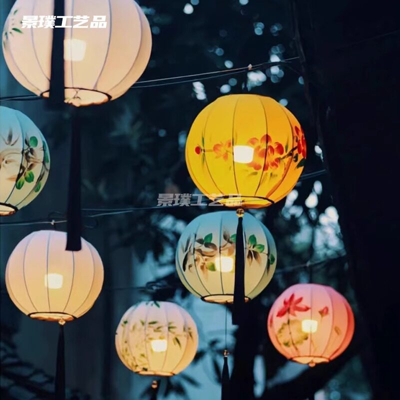 元旦新过年圆形星球灯笼景区街道古风中式户外防水防晒弹力布艺