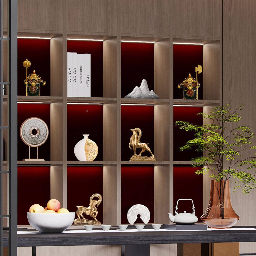 中式轻件奢高新MMH摆家端居软装客厅办公室茶室博古架书房书柜装