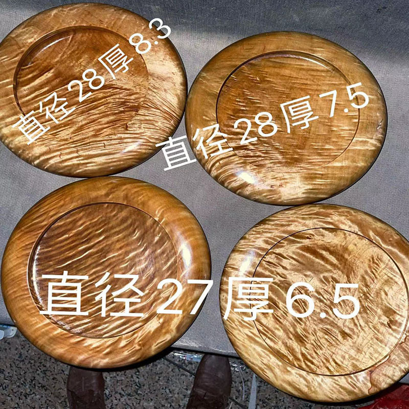 桢楠波纹果盘龙胆储物圆罐金丝楠圆形满金丝家用瓜果盘