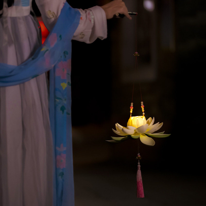 手提莲花灯手提荷花灯手提灯笼汉服古风摄影舞蹈灯表演道具荷花灯