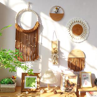 新品ins波西米亚民宿装饰田园风格草编藤编挂毯客厅店铺背景墙玄
