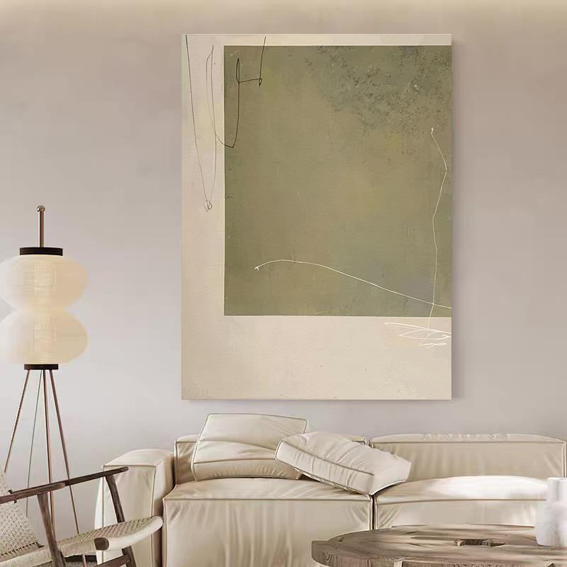 现代极简客厅沙发装饰画抽象绿色高级感玄关过道挂画侘寂风肌理画