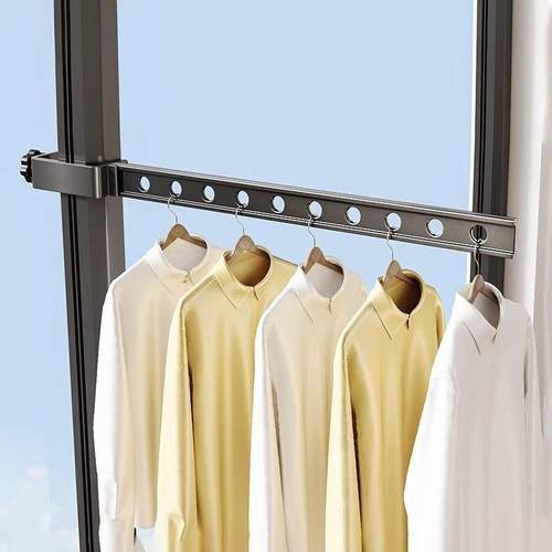 阳台防盗窗窗框晾衣杆旅行窗外卡扣折叠晾衣架窗户晒衣服晾晒神器