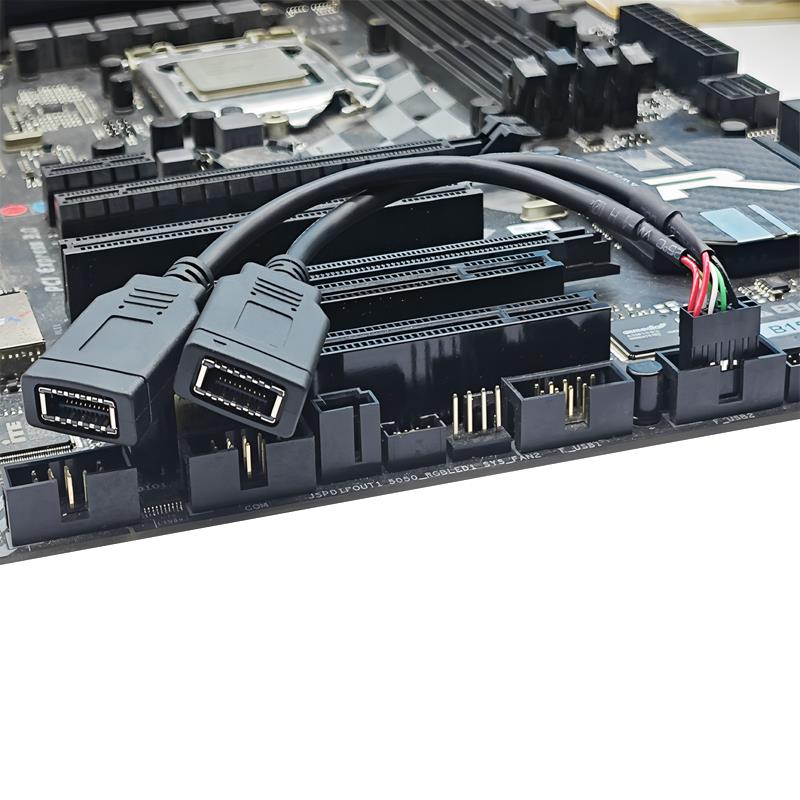 USB2.0前置9PIN转TYPE-C前置3.2面板TYPE-E A-KEY线DIY改装数据线