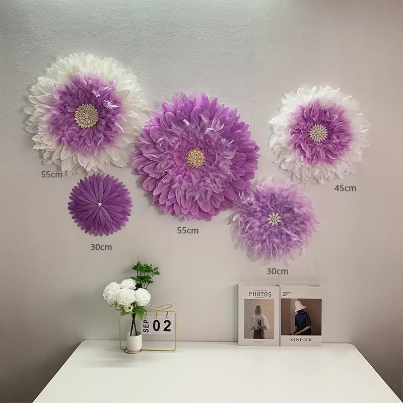 ins北欧风羽毛墙面装饰壁挂件客厅背景墙壁卧室床头摆件玄关遮丑