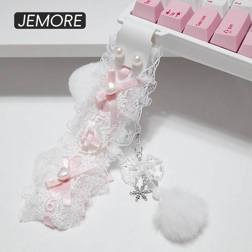 键盘飘带wooting挂饰粉色可爱蕾丝客制化改装ATK装饰made68迈从68